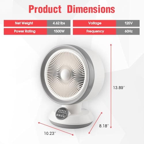2 in 1 Heater Fan Combo, 1500W Portable Space Heater with Adjustable Temperature, Electric Cooling Fan with Oscillating,Overheat & Tip-Over Protection, Ideal for Home & Office Use