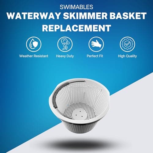 Swimables Pool Skimmer Basket Compatible with Waterway Skimmer Basket 542-3240 for Renegade Skimmers Pool Basket | Built-in Brass Weight | 316 Stainless Steel Handle & Convenient Rubber Grip