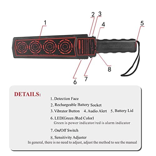 Hand Held Metal Detector Wand,Portable High Sensitivity Security Wand and Woodworking Scanner Tool