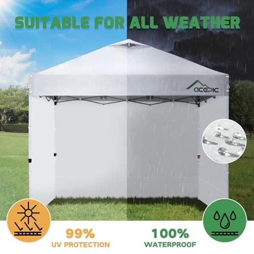 Instant Canopy Tent SideWalls for 10x10 FT Pop Up Canopy, 210D Polyester Waterproof, White (1PCS Sidewall Only, Tent NOT Included)