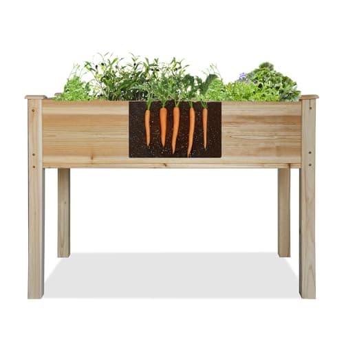 LZRS Raised Garden Bed Outdoor Planter Box with Legs for Herbs, Vegetables, Flowers, Great for Outdoor Patio, Yard and Deck, 220lb Capacity, Natural