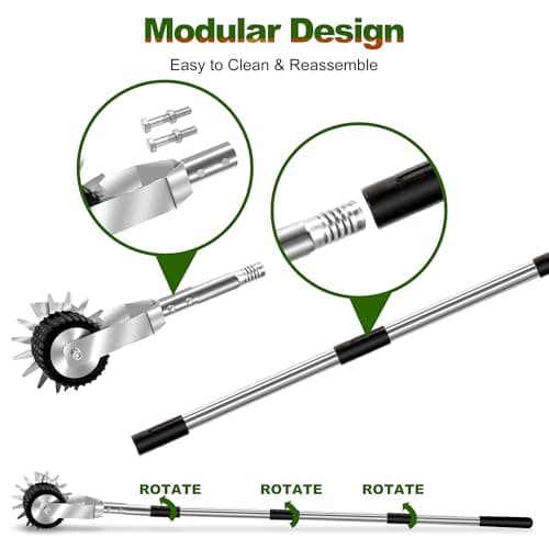 Wheel Rotary Edger Lawn Tool, Manual Grass Edger Trimmer with Adjustable 31.5-60 Inch Stainless Steel Handle, Weed Edger for Sidewalks, Driveways, Garden, Yard, Landscaping, Ergonomic
