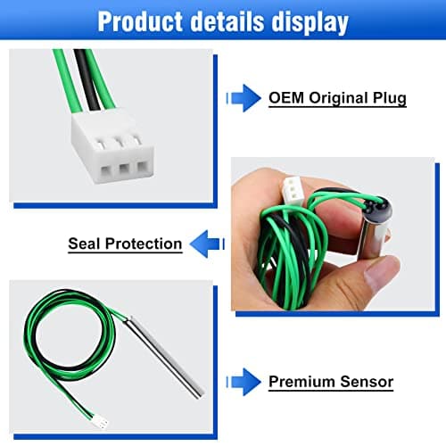 009577F Pool Temperature Sensor Lid Units Replacement for Heater Spa, Compatible with Heater 206A, 207A, 266A, 267A, 336A, 337A, 406A, 407A, 3 Wire NTC 100K