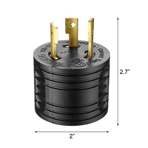 Miady RV Generator Adapter, 3-Prong 30A Male to 30Amp Female RV Power Plug for Camper Motorhome Trailer/UL Listed
