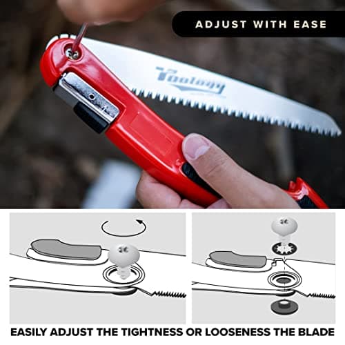 Hardware 8" Folding Tree Pruning Saw for Gardening, Survival & Camping - Wood/Tree Cutter, Bushcraft Axe with Heavy Duty SK-5 Steel (Red)