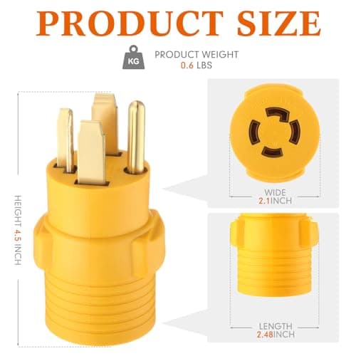 Kanayu 4 Prong 30 Amp Dryer Adapter Compatible with NEMA 14-30P to L14-30R, 4 Prong Dryer Outlet to Generator Locking Plug Adapter Welder Generator EV Charger Cord Adapter