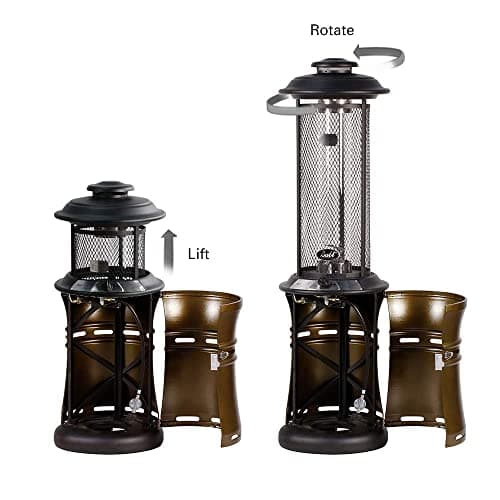 BALI OUTDOORS Gas Patio Heater - Floor-Standing Outdoor Commercial Heater, Round Dancing Flame, Wheels, Glass Tube, Suitable For Balcony, Veranda, BBQ Party