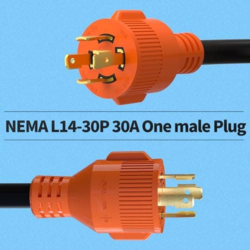 30 Amp to 15 Amp Generator Y Splitter Adapter Cord,NEMA L14-30P to 2x5-15R 4 Prong Pure Copper Heavy Duty Twist Lock Male Plug 10 Gauge Wire for Portable Generators