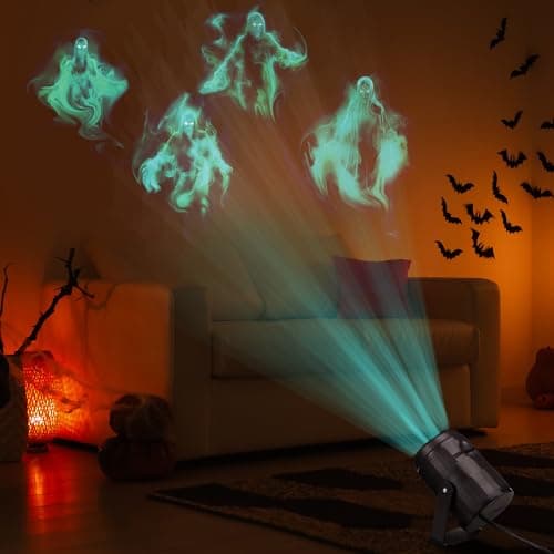 VIHOSE Skeleton Ghost Projector Rotating LED 4 in 1 Waterproof Digital Holiday Projector with Yard Stake for Outdoor Indoor Party Patio Garden Home House Decoration Landscape