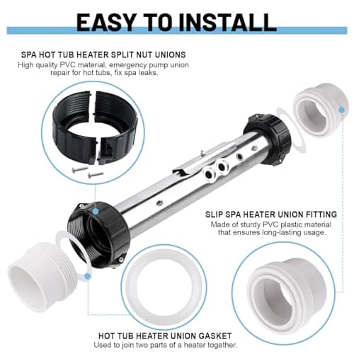 XT Hot Tub Heater Split Nut Union & Heater Tailpiece 2" Heater Adaptor