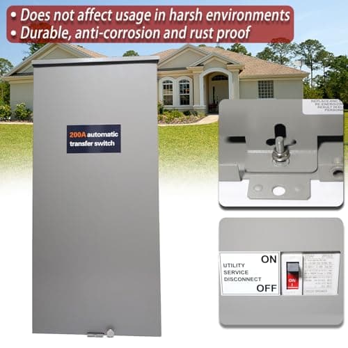 200 Amp Single Phase Generator Automatic Transfer Switch w/Power Management Replacement for Generac RXSW200A3 for Indoor and Outdoor Use, 120/240 V, Service Entrance Rated, NEMA 3R Aluminum Enclosure