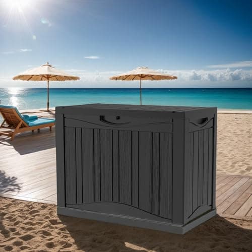 Outdoor Resin Storage Deck Box, 48 Gallon Capacity, Weather-Resistant, Black