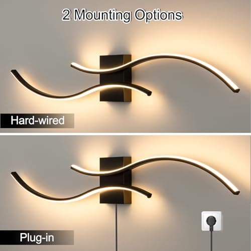 CANEOE Modern Led Wall Light, 39inch Black Indoor Led Wall Sconce Lighting, Bathroom Vanity Light Fixtures Over Mirror for Living Room Hallway Bedroom Bedside Wall Lamp (Warm White, 3000K)