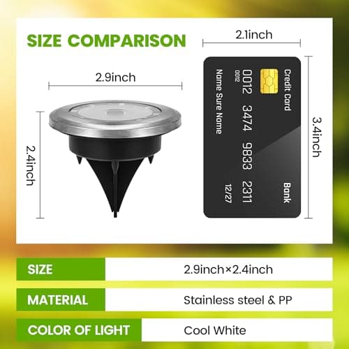 Mini Solar Ground Lights, 12 Pack Solar Powered Pathway Lights, Warterproof Outdoor Light for Garden, Driveway, Walkway, Backyard, Patio (Cool White)