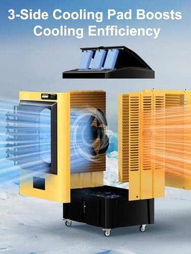 4800 CFM Swamp Cooler Air Conditioner, 41" Evaporative Air Cooler with 10.6 Gal Water Tank, 3 Speeds, 120°Oscillation, 3 Ice Packs, Outdoor Air Conditioner for Garage, Patio, Yard, Factory