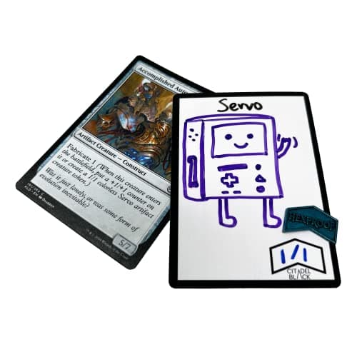 Citadel Black Dry Erase MTG Tokens Set of 50 Cards – with 2pcs Erasers, Reversible Reusable Double-Sided Universal Tokens Proxy Card, Magic: The Gathering