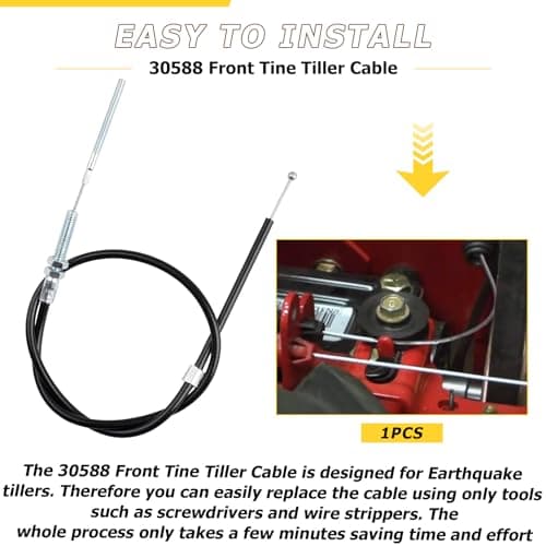 30588 Front Tine Tiller Cable Compatible with Earthquake Tiller, Fits Models 20908 and 20970, Replaces Part Number 3108A and 20827, M5 End M8 Mount Kit, 1 Pack
