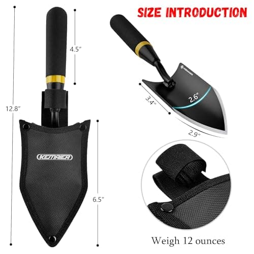 Heavy-Duty Gardening Hand Trowel with Sheath - Stainless Steel Garden Shovel Featuring a Rubberized Handle, Perfect for Diligent Farmers' Soil Planting, Digging, and Transplanting