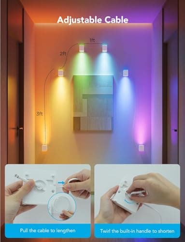 Govee Cube Wall Sconces, RGBIC LED Wall Light Works with Alexa, WiFi Smart Lights for Room Decor, Color Changing Indoor Light Fixture for Bedroom Dining Room, Music Sync, Adjustable Cables, 15ft