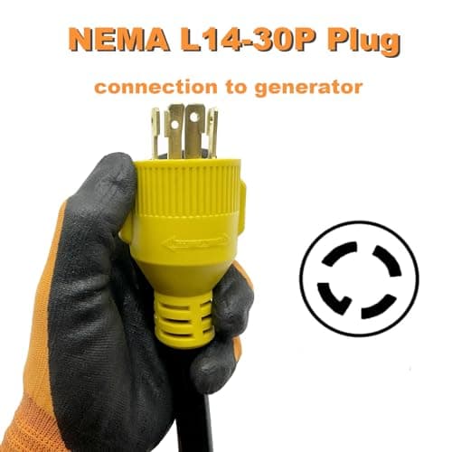 NEMA L14-30P to 6-50R Welder Adapter Plug Cord 1.5 FT, 4 Prong 30 Amp Twist-Lock Generator Male to 3 Prong 50 Amp Welder Female Cord, 10 AWG, Heavy Duty, ETL Listed