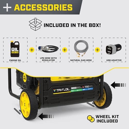 Champion Power Equipment 9000-Watt Electric Start Tri Fuel Home Backup Portable Open Frame Inverter Generator with Quiet Technology and CO Shield