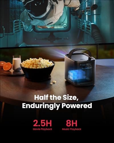 NEBULA Mars 3 Air GTV Projector - Netflix Officially Licensed, 400 ANSI-Lumen Brightness, Native 1080P, Dolby Digital Sound,150-Inch Picture, Built-In Battery for 2.5 Hours of Playtime Anywhere.