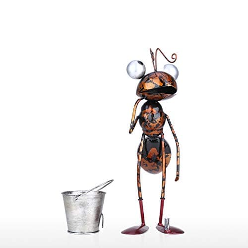 Tooarts Metal Ant Garden Decor Sculpture Home Patio Lawn Yard Indoor Outdoor Statue Ornament with Removable Bucket
