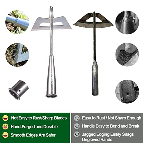 Garden Hoe, Weeding Tool, Full Stainless Steel Hollow Hoe, Heavy Duty,Sharp Hardened Hand Hoe for Gardening, Backyard Weeding, Loosening, Farm Planting
