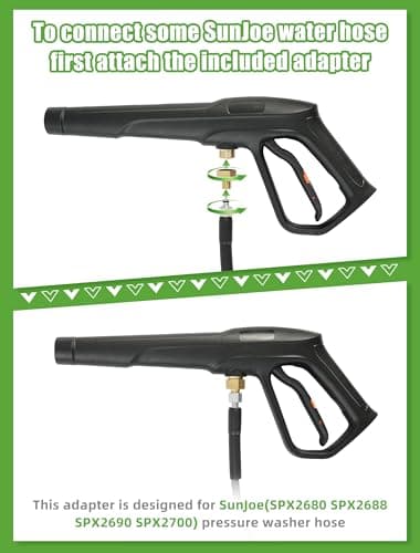 Pressure Washer Gun Set, Max W.P. 2320PSI, B.P. 5000PSI, M22-14mm & M22-15mm Fitting, 4 Stainless Steel Nozzle Tips & Holder, Replacement for Ryobi Powerstroke Greenworks and More Power Washers