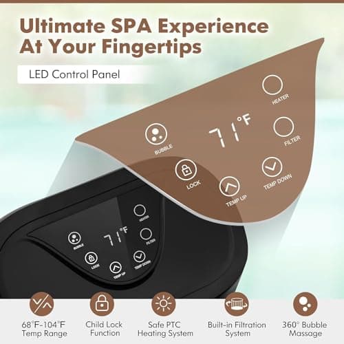 GYMAX Hot Tub Heater Pump, 1350W Electric Control Machine with Thermostatic Heating, Soothing Bubble Massage, Filtration System, LED Touch Panel & Freeze Protection, Inflatable SPA Pool Pump