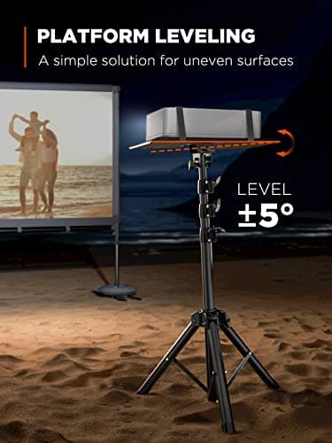 AMADA HOMEFURNISHING Foldable Projector Tripod, Multipurpose Laptop Stand with Removable Mouse Tray, Adjustable Height 25-63 Inch, Outdoor Movie Projector Stand, AMPS03