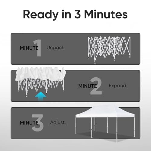 Quictent 10'x20' Heavy Duty Pop up Canopy Tent, Commercial Grade Instant Shelter with Wheeled Bag for Outdoor, Beach, Parties, Markets, 500D Silver Coated UPF 50+ Sun Shield