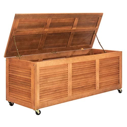 Safavieh PAT7038A Outdoor Collection Elina Teak 47.2" Cushion Deck Box