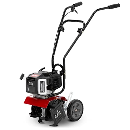 Toro 58601 Cultivator, 43cc 2-Cycle Engine, Adjustable Tilling Width 6-10”, Overhand Handlebars, 8” Max Cultivating Depth, Lightweight