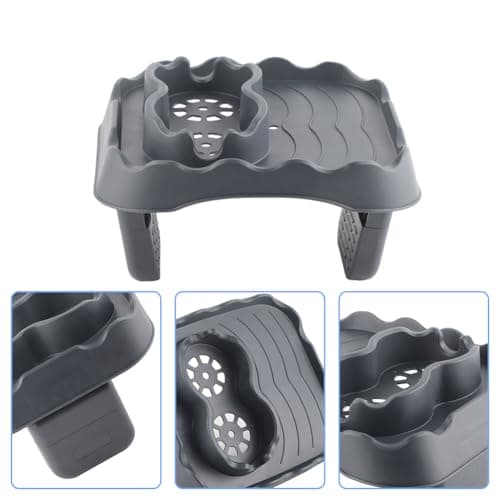 Hot Tub Table, Side Table Swimming Pool Spa Anti Slip Adjustable Hot Tub Side Table for Tables Tubs All Weather Cup Holder with Tray Bathtub Spa Outdoor Patio Drain Holes (Gray)