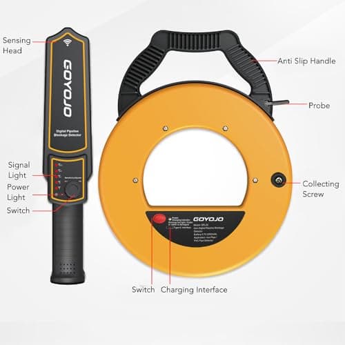 Pipeline Blockage Detector Locator, 30M Electromagnetic Induction Pipe Locator for Metal &PVC Pipes, 50 Cm Penetration Depth,&Accessories for Acc urate Detection, Includes Transmitter, Receiver