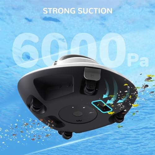 Pool Cleaner - Cordless Robotic Pool Vacuum for Above Ground & In-Ground Swimming Pool Automatic Water Cleaner with Top Handle, Robotic Underwater Cleaner with Filter（White3）