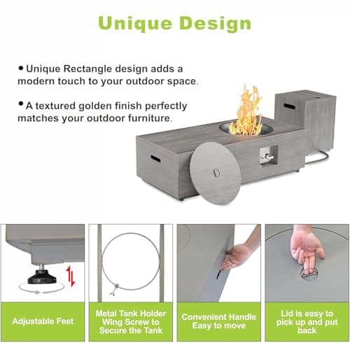 48" Propane Fire Pit for Backyard with Round Burner - 50,000 BTU Fire Pit Table with Lid, Rocks, Cover & Tank Storage - Outdoor Gas Fireplace for Patio and Deck (Grey, 48" Standard)