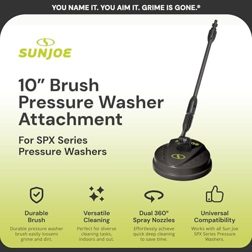 Sun Joe Portable 10 Inch Pressure Washer Attachment, Multi Surface, Green/Black