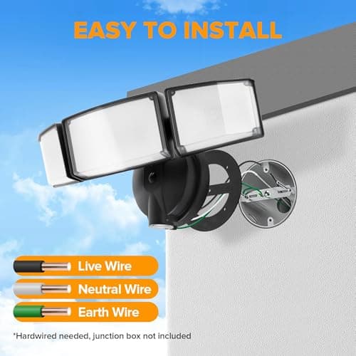 LUTEC 75W 8000LM Dusk to Dawn Outdoor Lighting, LED Flood Light Outdoor with Photocell, 5000K Daylight, IP65 Waterproof, LED Security Lights for Garage, Yard, Patio (Black)