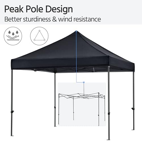 Yaheetech Canopy Tent, Commercial Instant Heavy Duty Canopy, 500D Waterproof Adjustable Canopy with Wheeled Carry Bag, 4 Sandbags and 4 Stakes (10x10, Black)