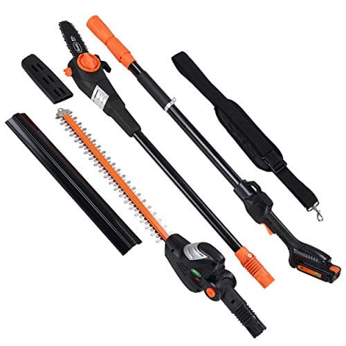 Scotts CLPS40020S 20-Volt 2-in-1 Cordless Covertible Pole Saw/Pole Hedge Trimmer, 2.0Ah Battery and Fast Charger Included