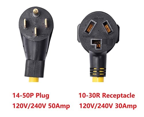 ONETAK NEMA 14-50P to 10-30R 120V/240V 50 Amp 4 Prong Male Plug to 3 Prong Female Outlet Receptacle Generator Dryer Welder Clothes Dryer Power Cord Adapter