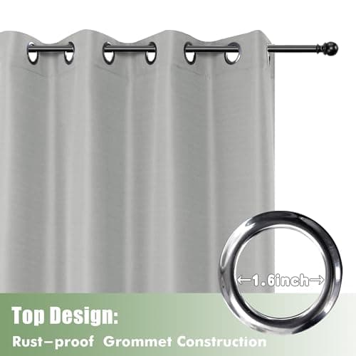 HolidayIdeas Outdoor Curtains for Patio Waterproof, 6 Panels - 54x84 Inches - Weatherproof Privacy Outsides Curtains for Cabana Porch Pergola, Sunlight & UV Blocking (Silver, Grommet Top)