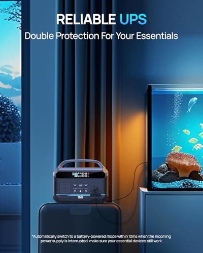 Portable Power Station 600W(Surge 1200W), 576Wh LiFePO4 Battery, <10 MS UPS/ 1 Hour Fast Charging, 100W USB-C Output, Solar Generator for Home Backup, Camping & RVs, Off-grid Power Outage, CPAP