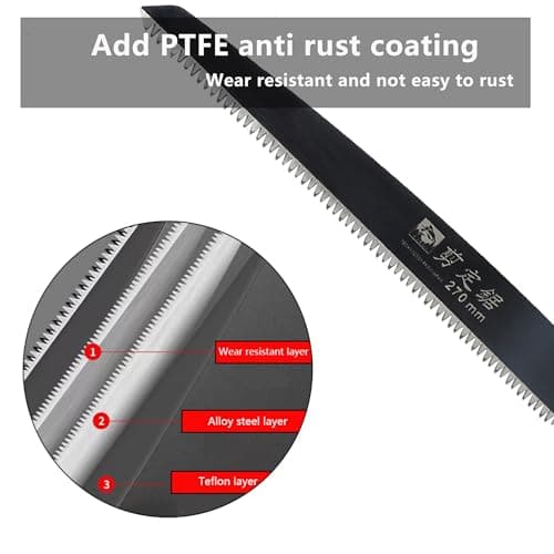 Medium Length japanese pull saw with Super Sharp Teeth,Thickened SK5 Steel,for Home Pruning, Logging, Landscaping,Three Sided Grinding,10.5"