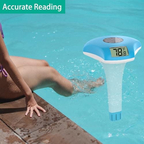 Digital Pool Thermometer – IPX-8 Waterproof Swimming Pool Thermometer Floating Easy Read, Environment-Friendly Solar-Powered Pool Temperature Gauge for Swimming Pools, Spa, Hot Tubs