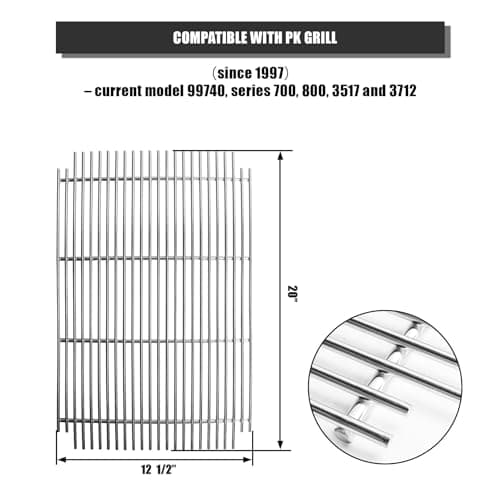 SafBbcue Charcoal Grate for PK99010 Grill Charcoal Grate for PK Grills 99010 Replacement Charcoal Grate for Series 300, 3714, 3611 PK Grill Smoker Durable Steel Charcoal Grate, 20” x 12 1/2”