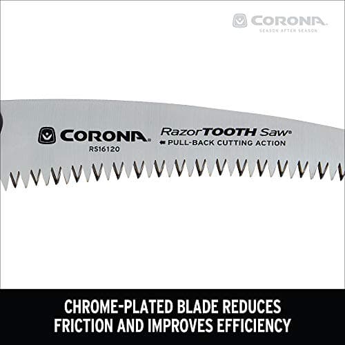 Corona Tools 7-Inch RazorTOOTH Folding Saw | Pruning Saw Designed for Single-Hand Use | Curved Blade Hand Saw | Cuts Branches Up to 3" in Diameter | RS16120