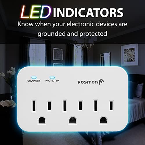Fosmon Refrigerator Surge Protector, 3 Outlet Heavy Duty Appliance Surge Protector with High Joules for Fridge, Microwave, Washing Machine, Garage Door, 1200J, 1875 Watts, 3 Prong, ETL Listed